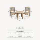 Roma FSC 80cm Sunray Bistro Set with 2 Stacking Rope Chairs