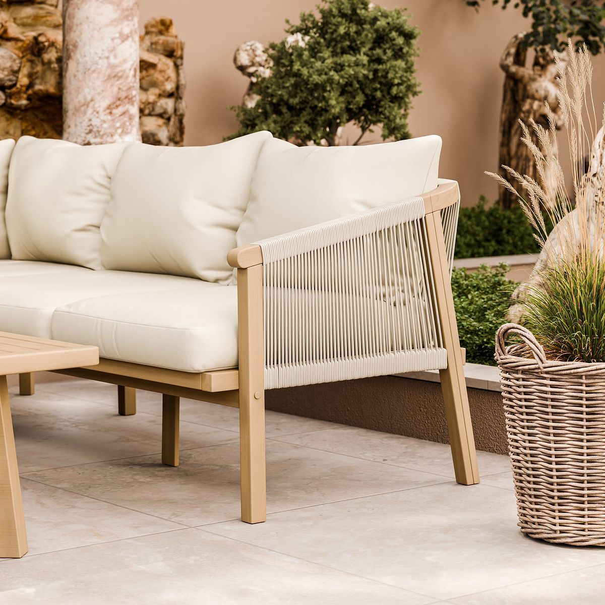 FSC 1 Roma Corner Set with 90cm Square Coffee Table from Roseland Furniture