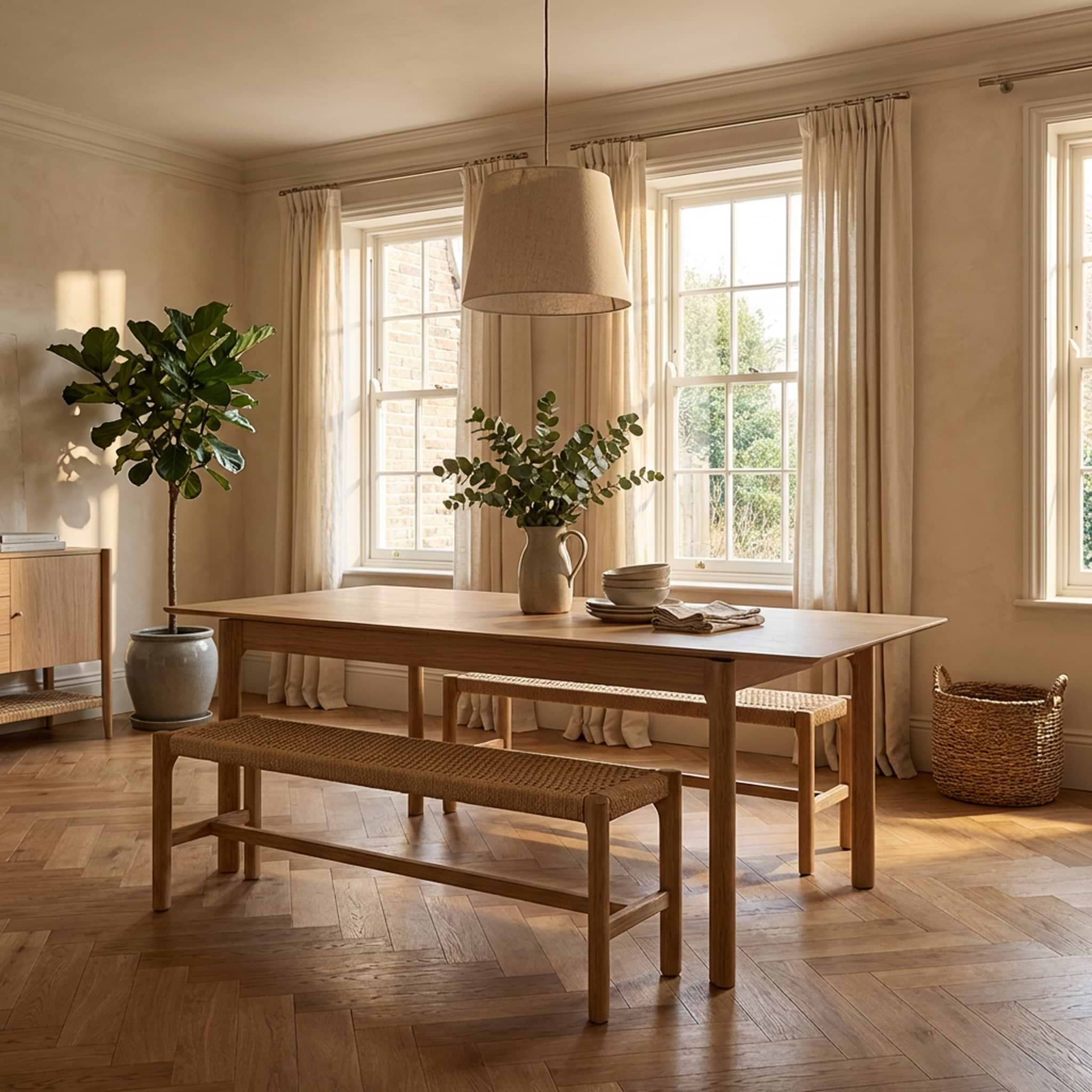 Harborough Oak Dining Bench from Roseland Furniture