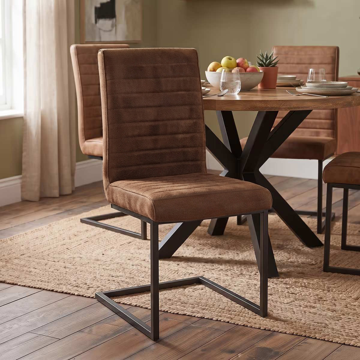 Robyn Tan Chair with Black Legs by Roseland Furniture