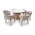 FSC 1 Saturn 150cm Round Table w 6 Eden Dawn Dining Chairs from Roseland Furniture