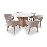 FSC 1 Saturn 150cm Round Table w 6 Eden Dawn Dining Chairs from Roseland Furniture