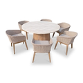 FSC 1 Saturn 150cm Round Table w 6 Eden Dawn Dining Chairs from Roseland Furniture