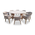 FSC 1 Saturn 200x145cm Ellipse Table w 8 EDawn Chairs from Roseland Furniture