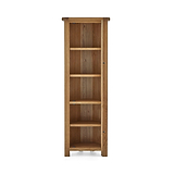 Zelah Oak Corner Display Cabinet with top and bottom doors - displaying interior shelving