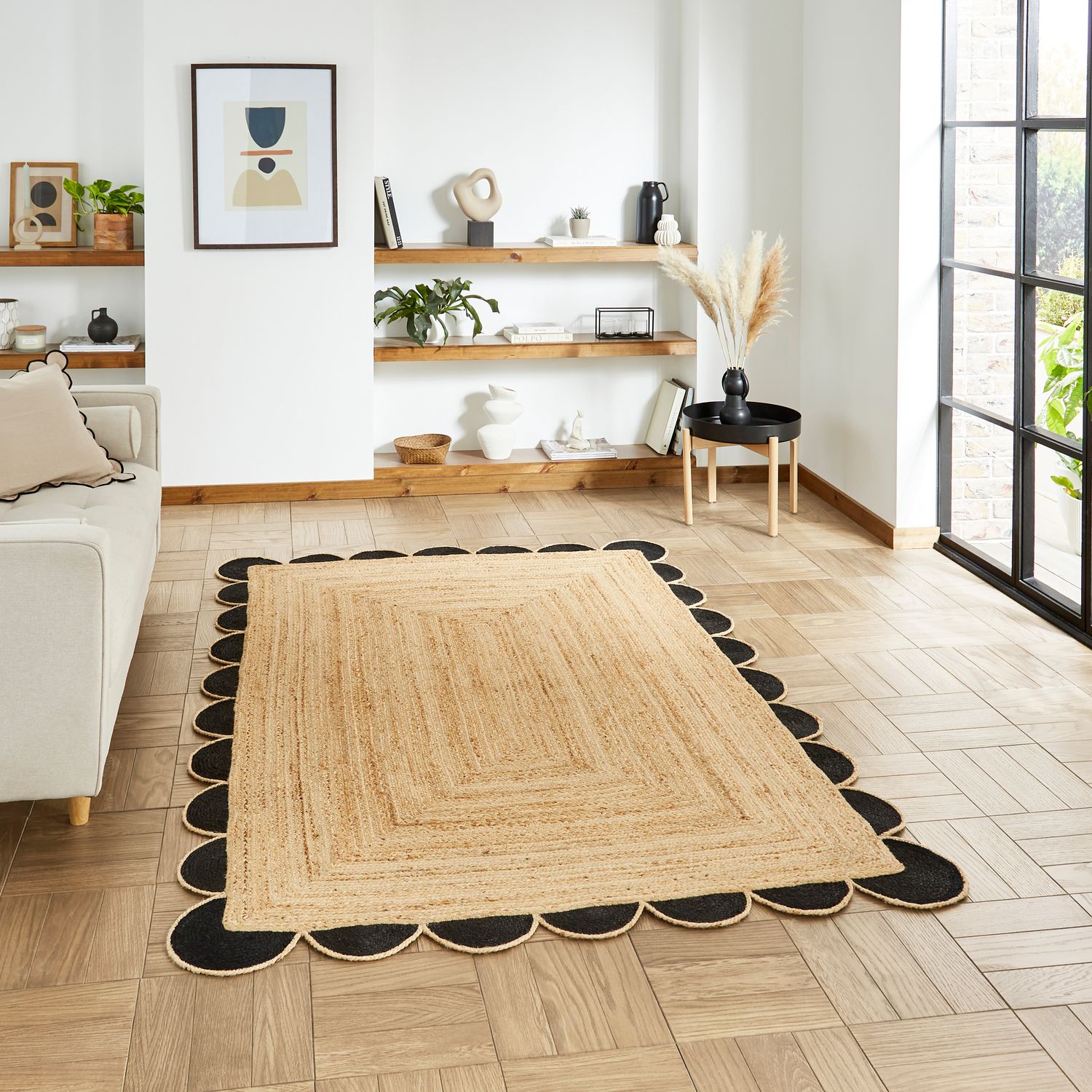 Natural Chesney Jute Scalloped Edge Natural Rug from Roseland Furniture