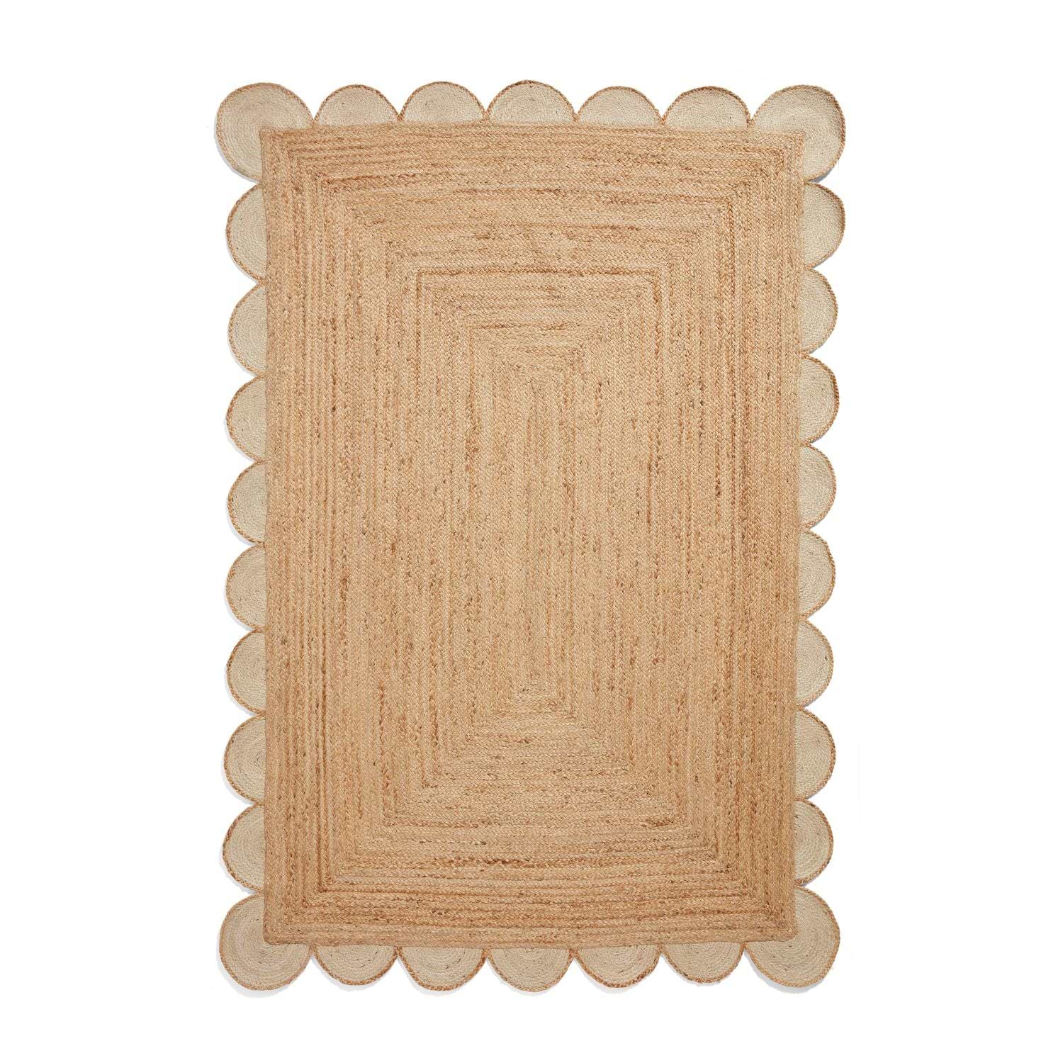 Natural Chesney Jute Scalloped Edge Natural Rug from Roseland Furniture