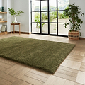 Roswell Olive Stain Resistant Shaggy Rug for living room