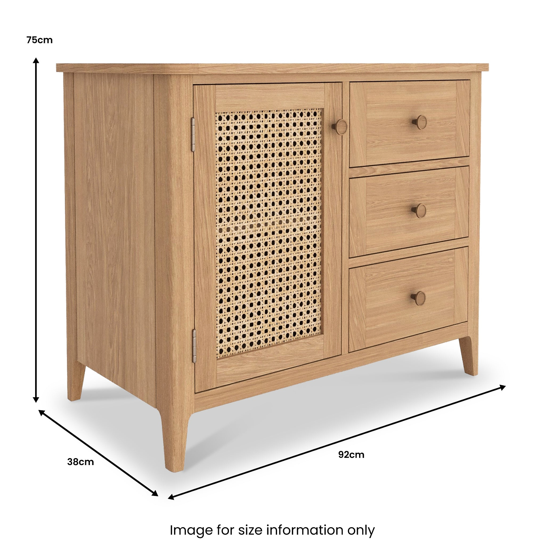 Albany Oak Rattan Small Sideboard from Roseland Furniture