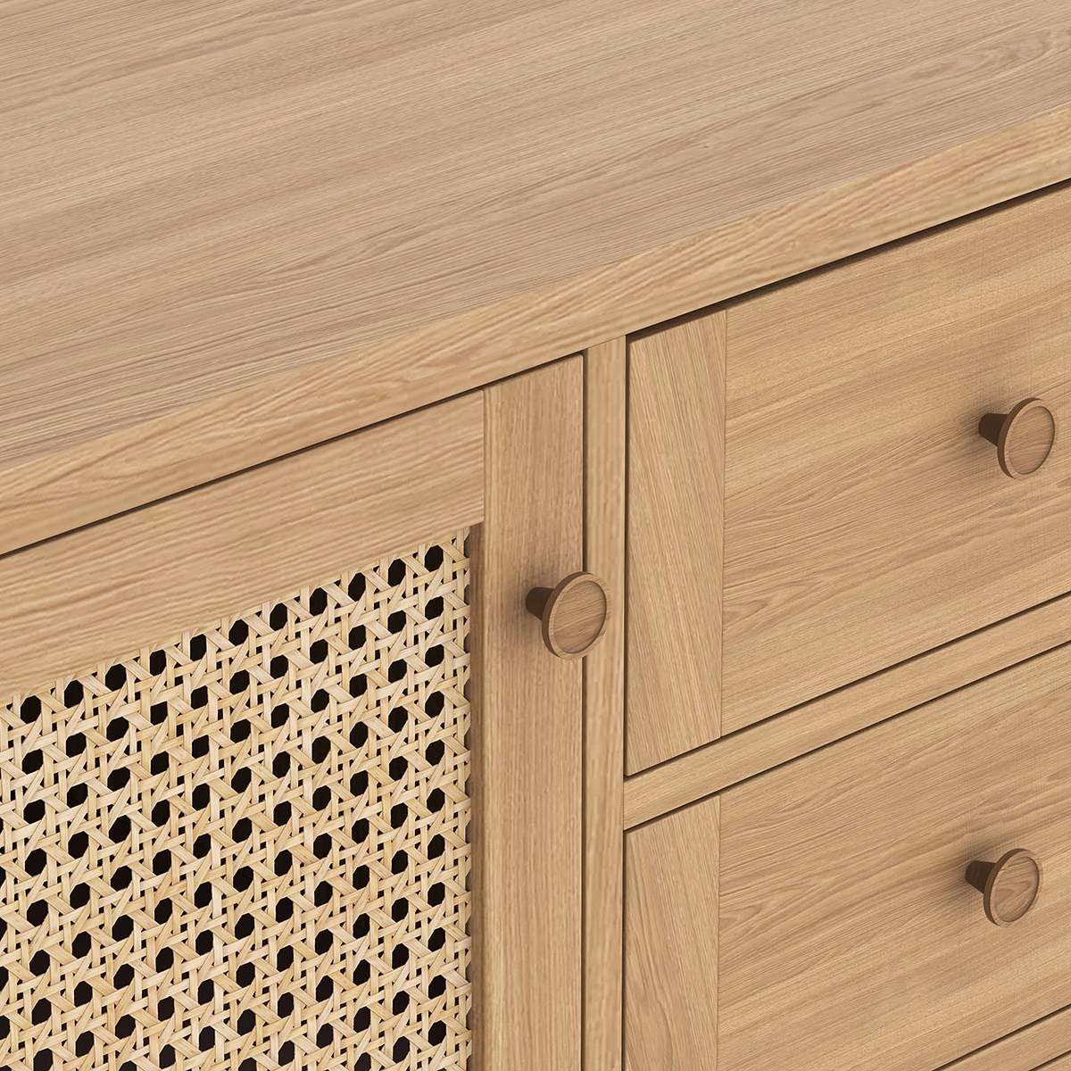 Albany Oak Rattan Large Sideboard from Roseland Furniture