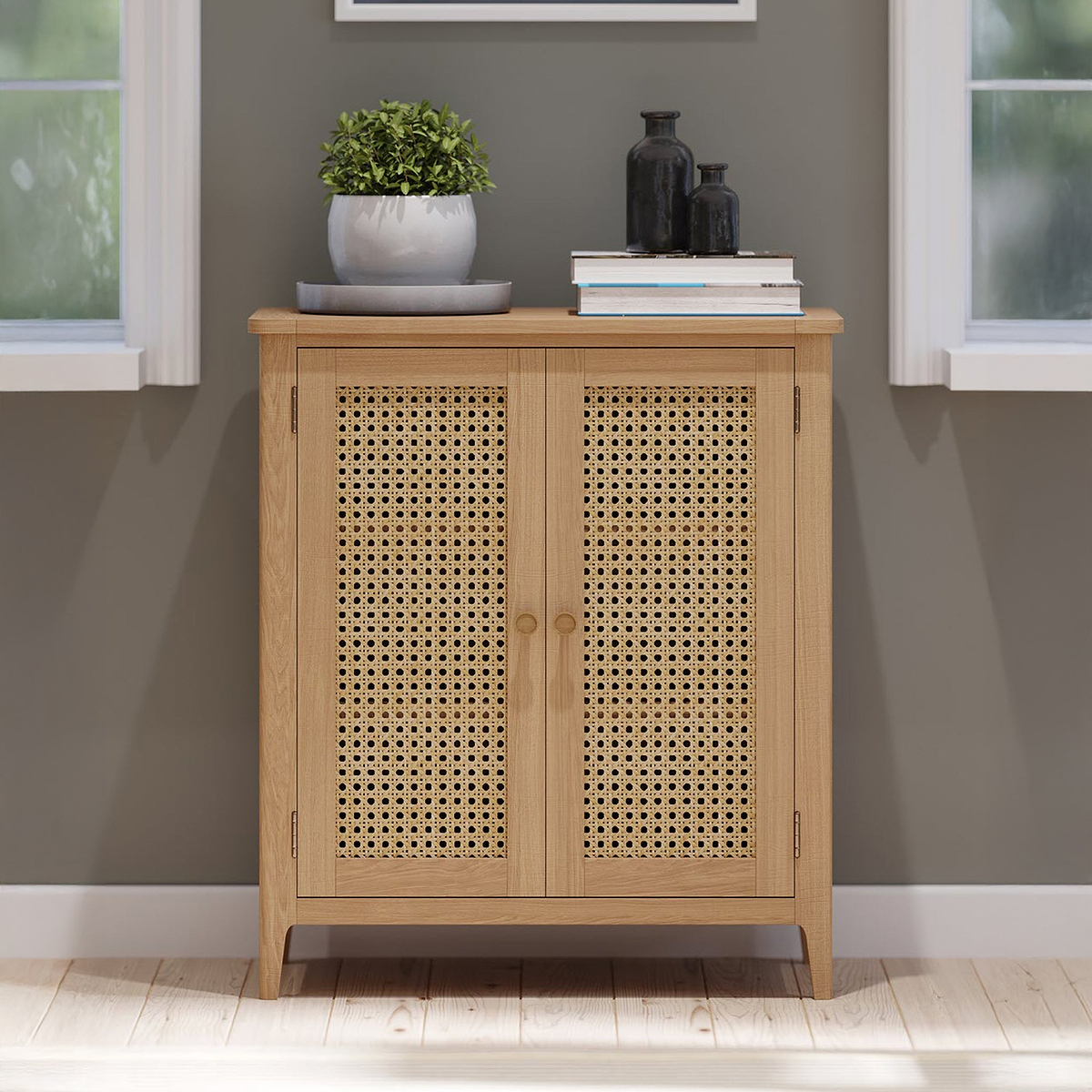 Albany Oak Rattan Small Cupboard from Roseland Furniture