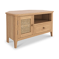 Albany Oak Rattan 90cm Corner TV Unit from Roseland Furniture