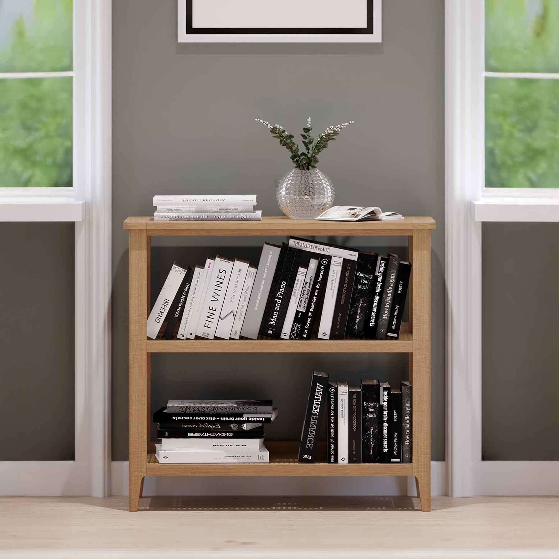 Albany Oak Rattan Small Bookshelf from Roseland Furniture
