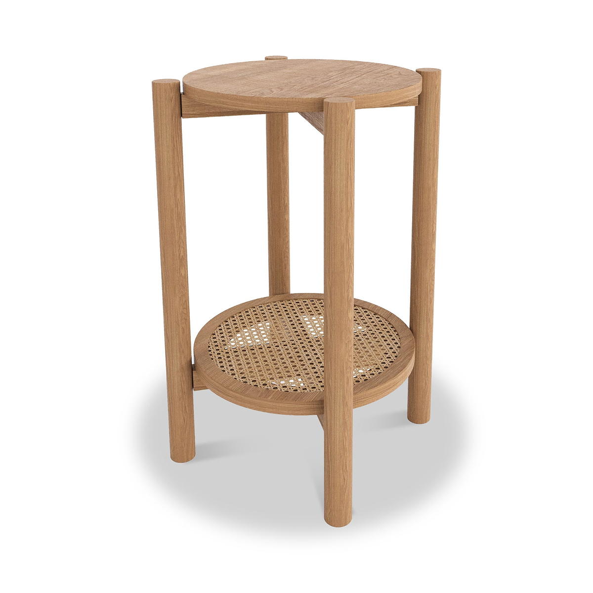 Albany Oak Rattan Round Side Table from Roseland Furniture