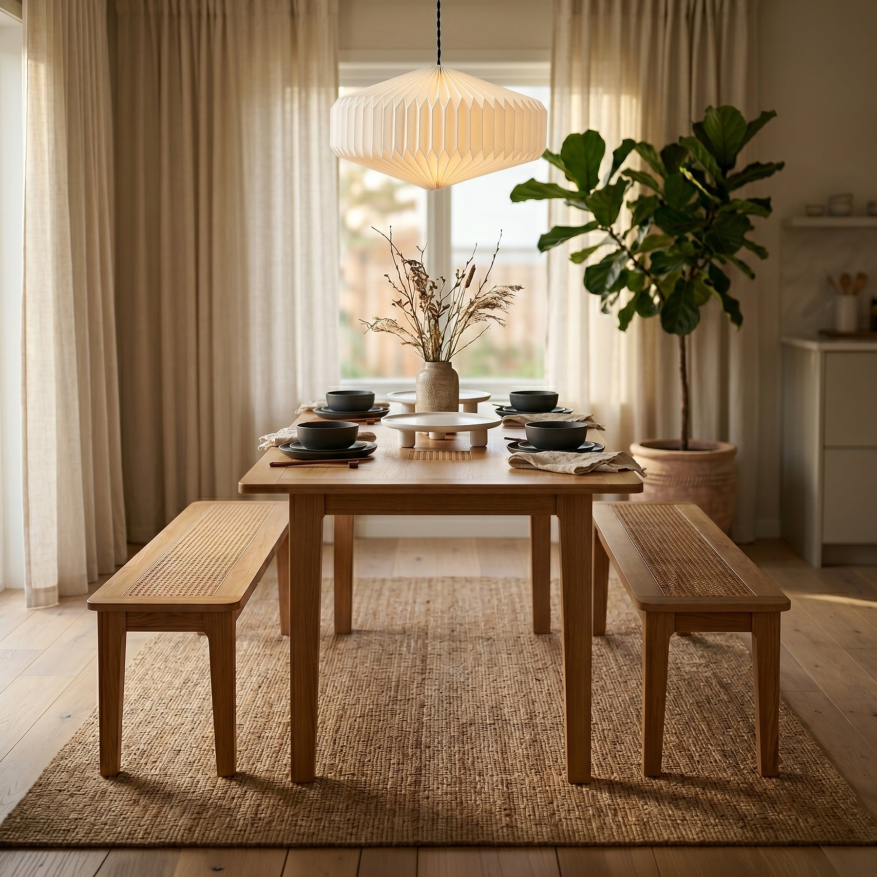 Albany Oak Rattan 140 180cm Ext Dining Table from Roseland Furniture