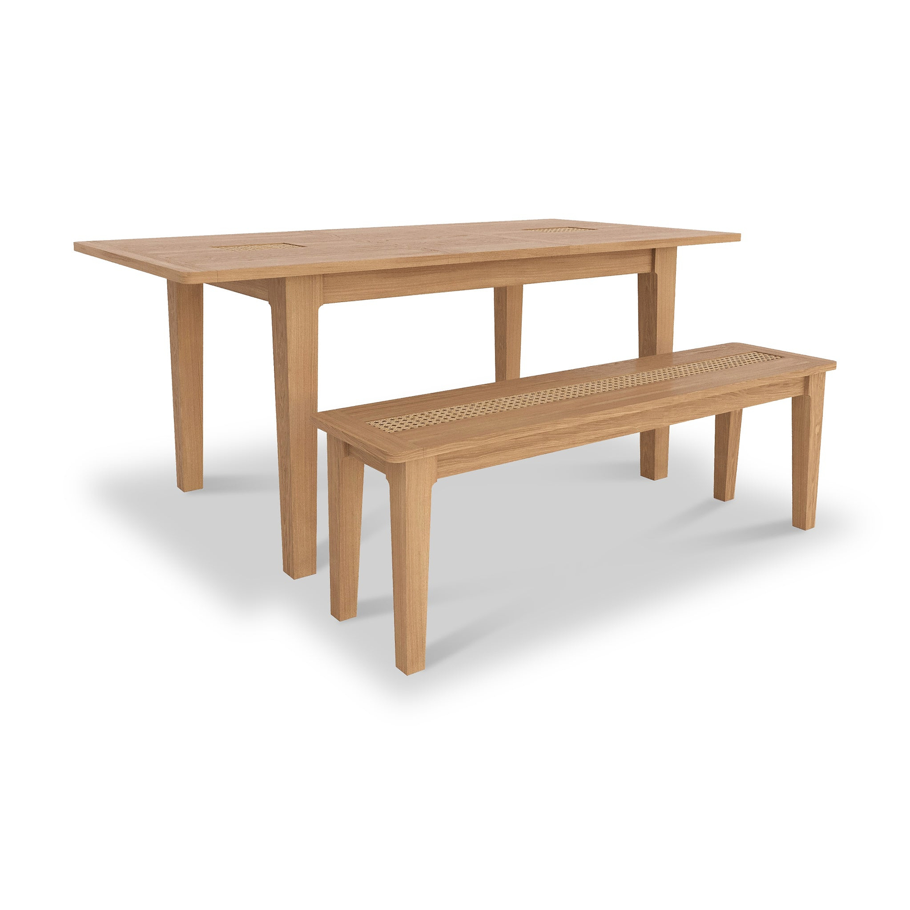 Albany Oak Rattan 110cm Dining Bench Close1 from Roseland Furniture