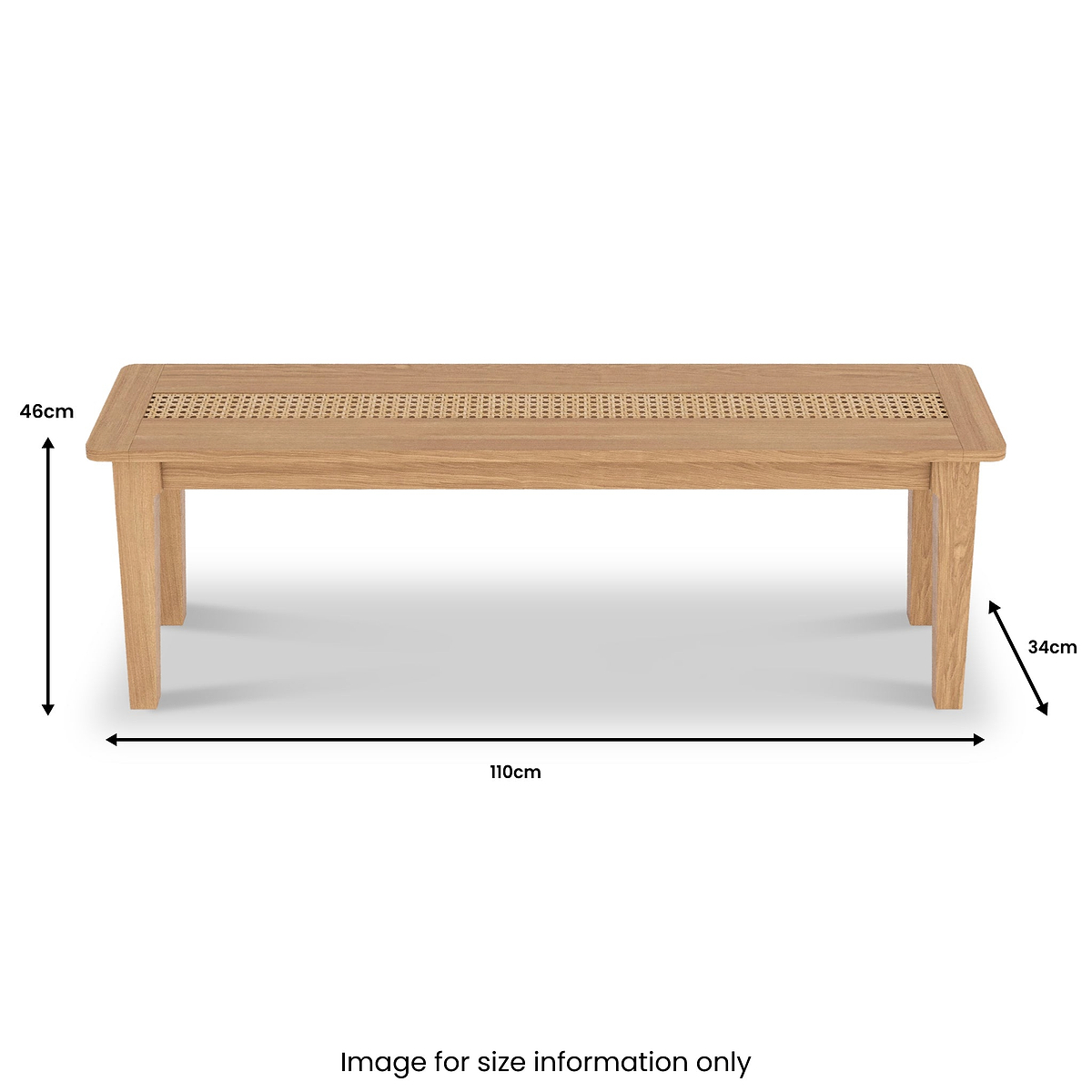 Albany Oak Rattan 110cm Dining Bench Close1 from Roseland Furniture