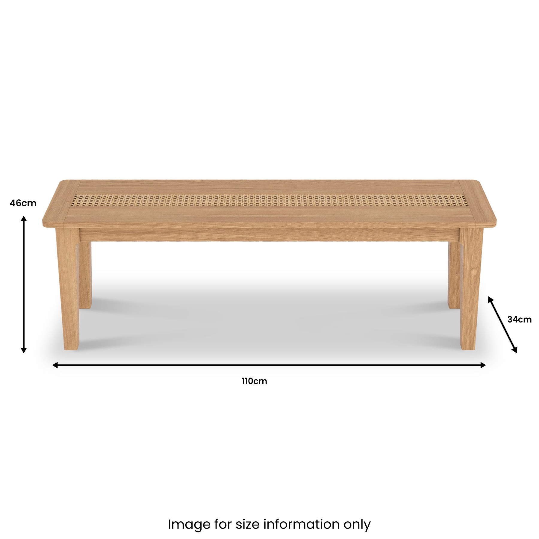 Albany Oak Rattan 110cm Dining Bench Close1 from Roseland Furniture