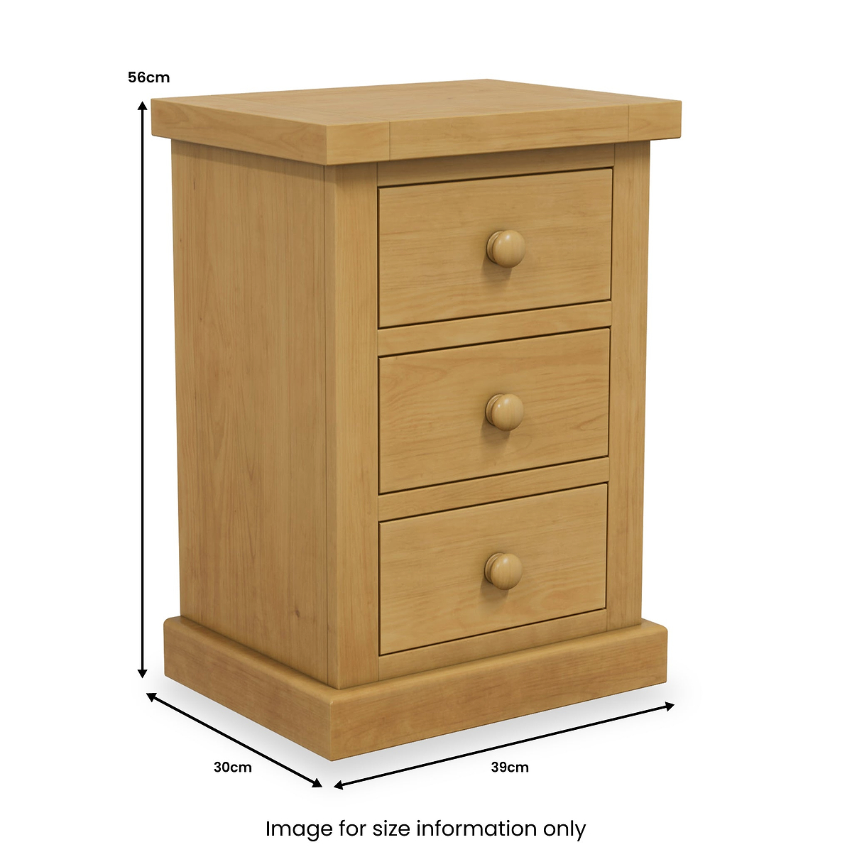 Chiswick Pine 3 Drawer Bedside from Roseland Furniture
