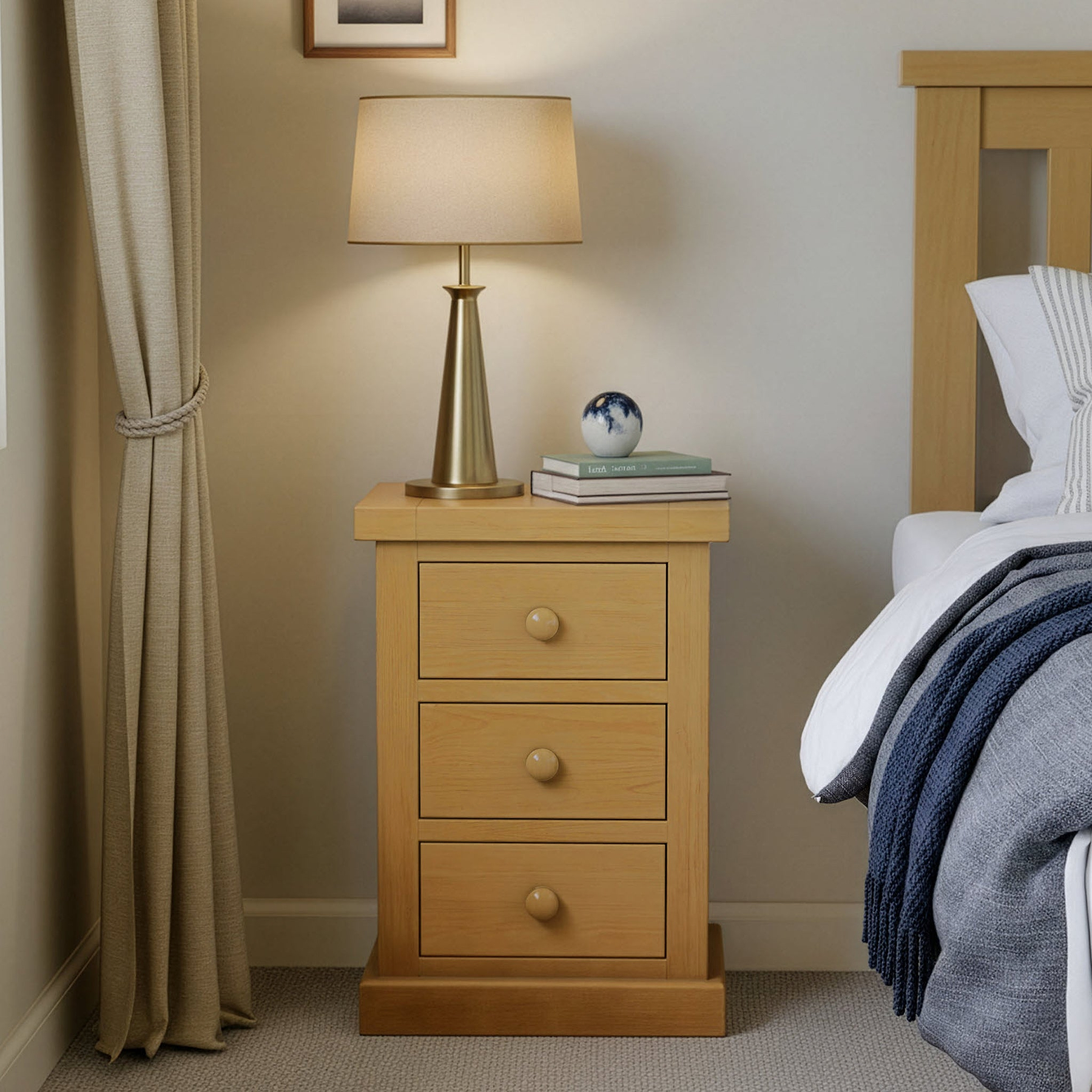 Chiswick Pine 3 Drawer Bedside from Roseland Furniture