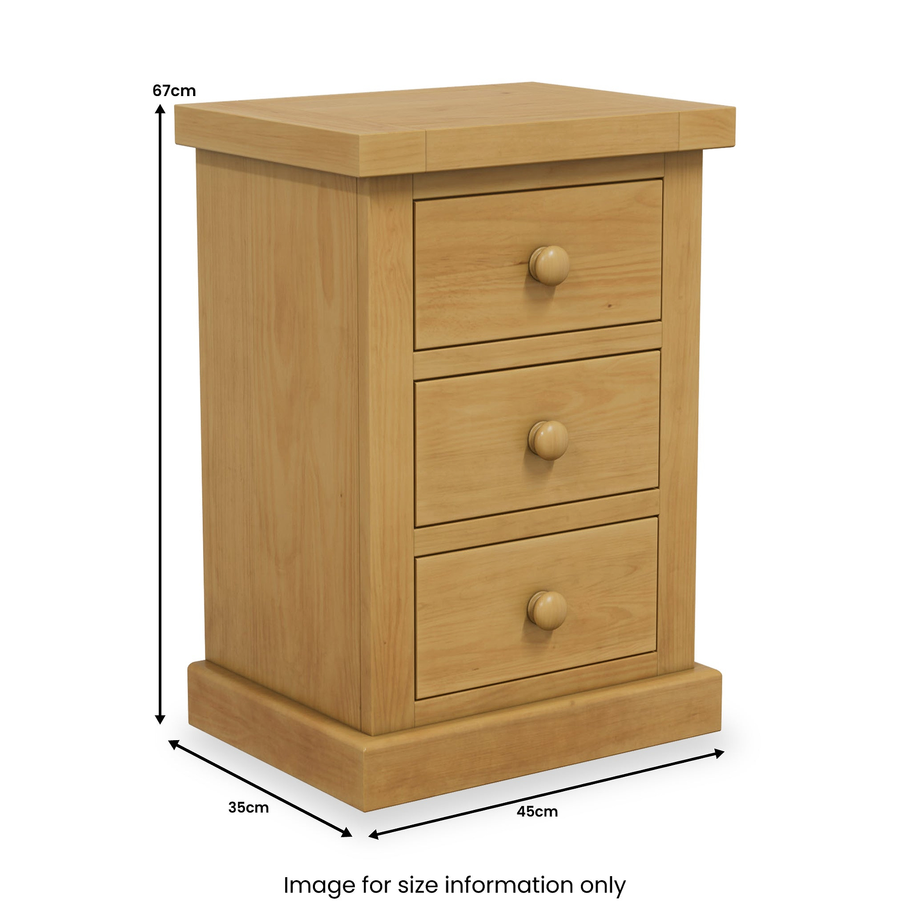 Chiswick Pine Large 3 Drawer Bedside from Roseland Furniture