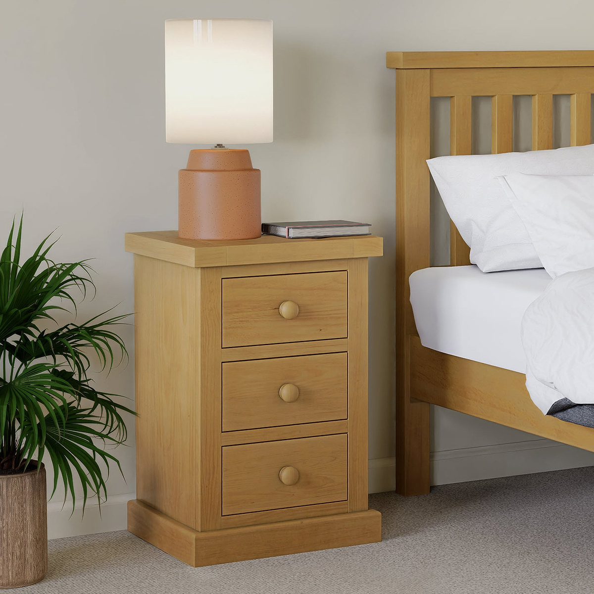 Chiswick Pine Large 3 Drawer Bedside from Roseland Furniture