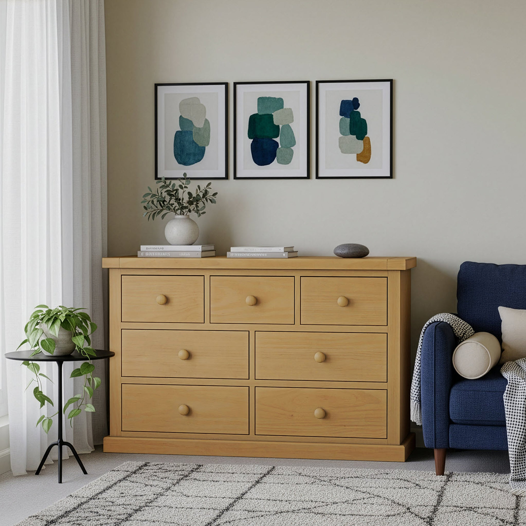 Chiswick Pine 3 Over 4 Drawer Chest from Roseland Furniture