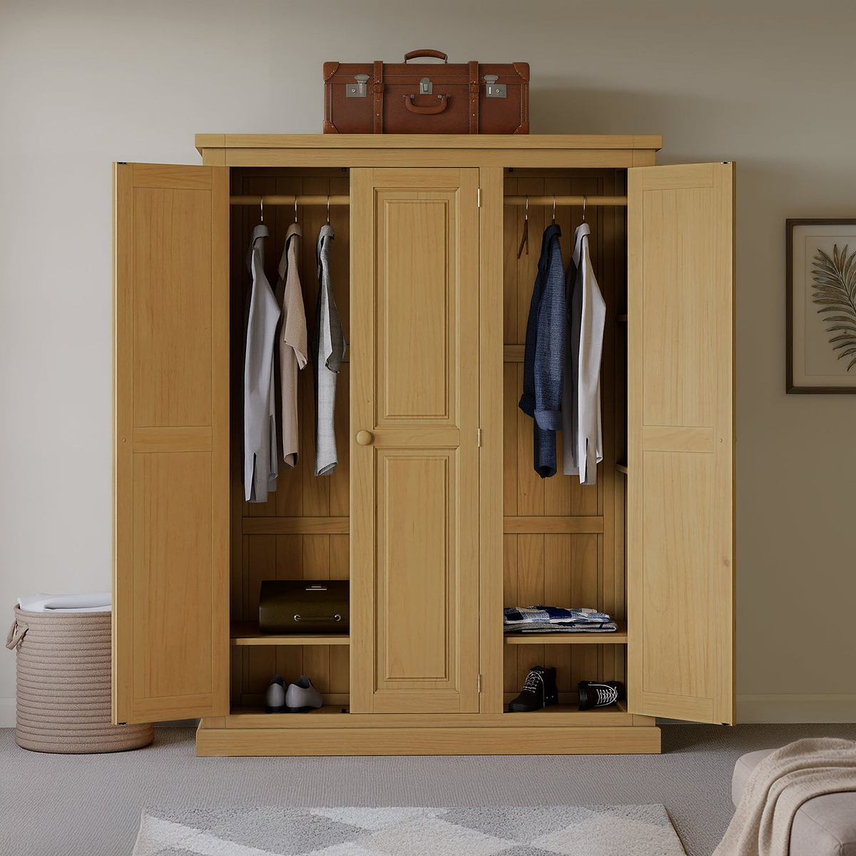 Chiswick Pine Triple Wardrobe from Roseland Furniture