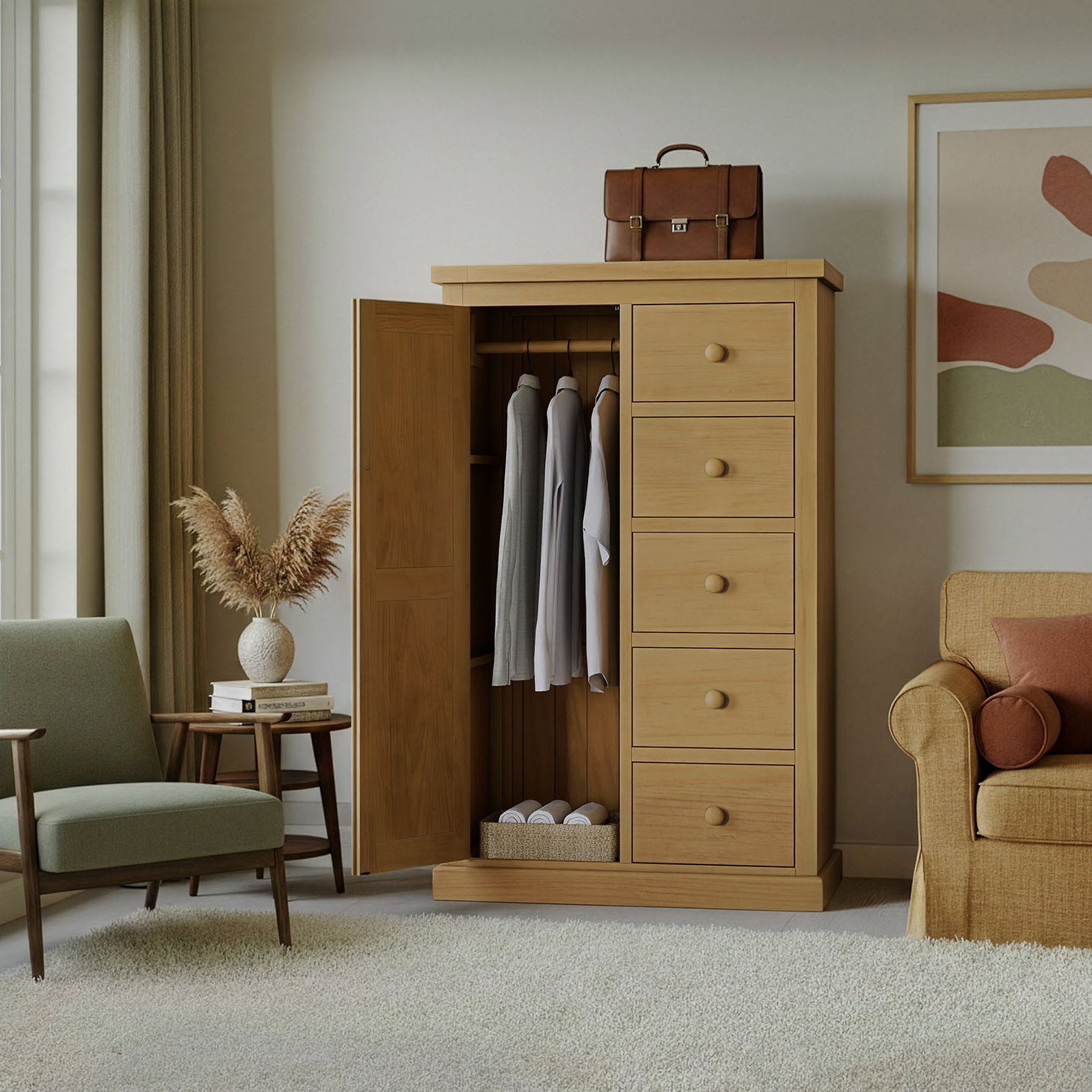 Chiswick Pine Combination Wardrobe from Roseland Furniture