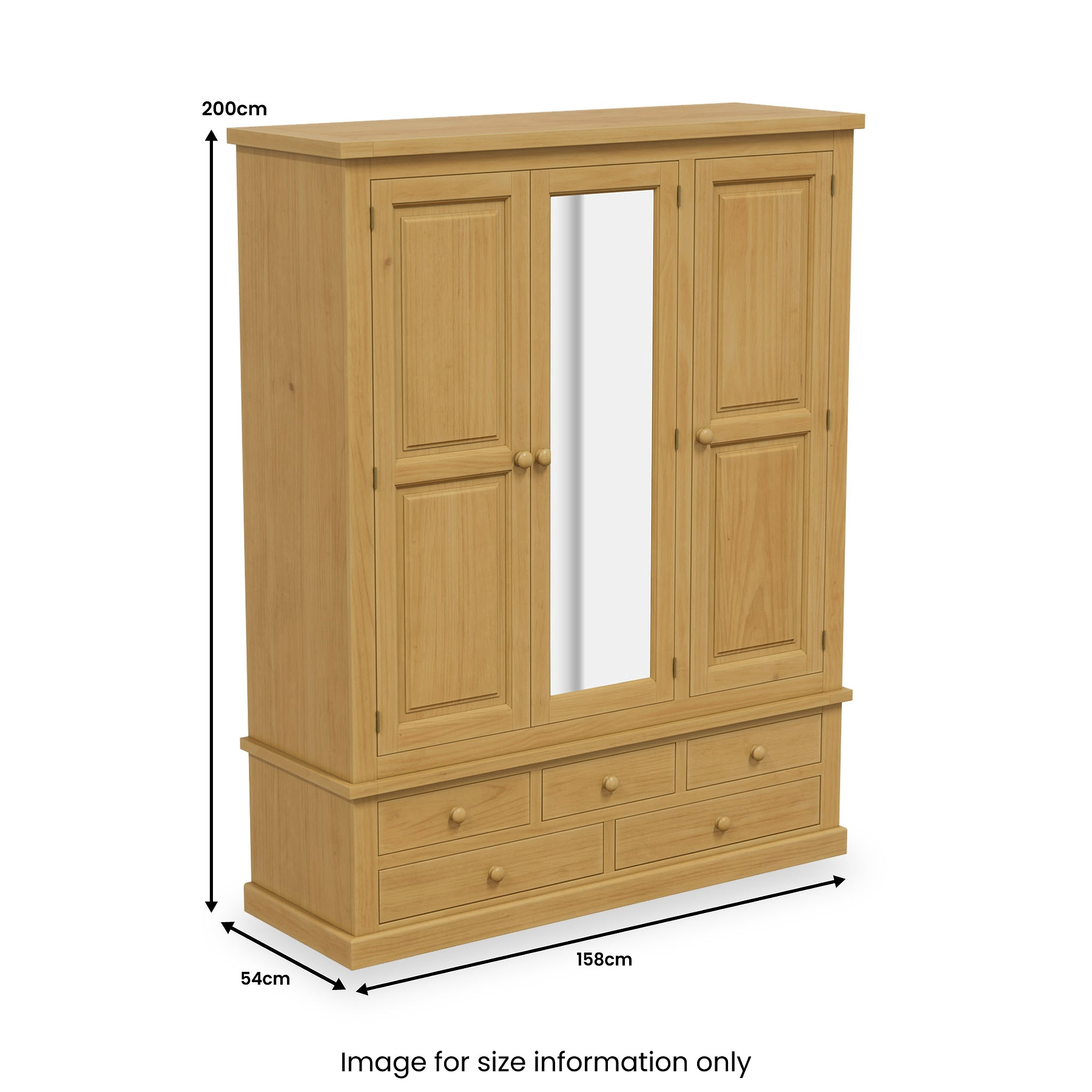Chiswick Pine Triple Wardrobe w Mirror from Roseland Furniture