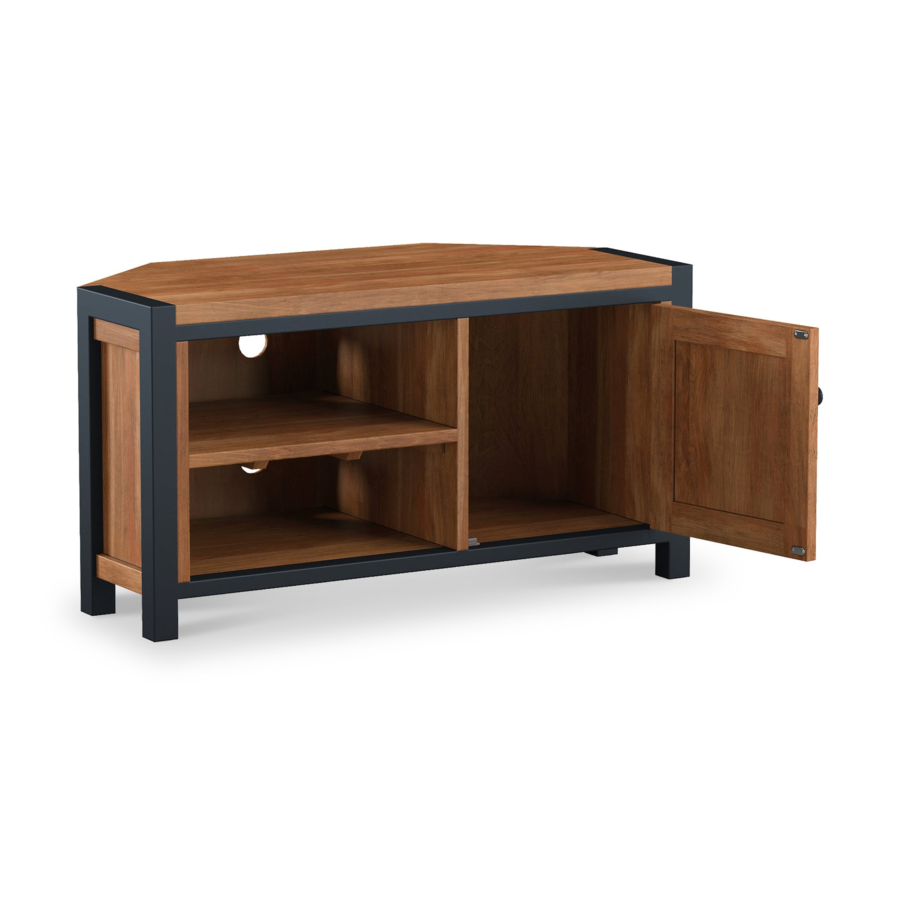 Dunstan Acacia Corner TV Unit from Roseland Furniture