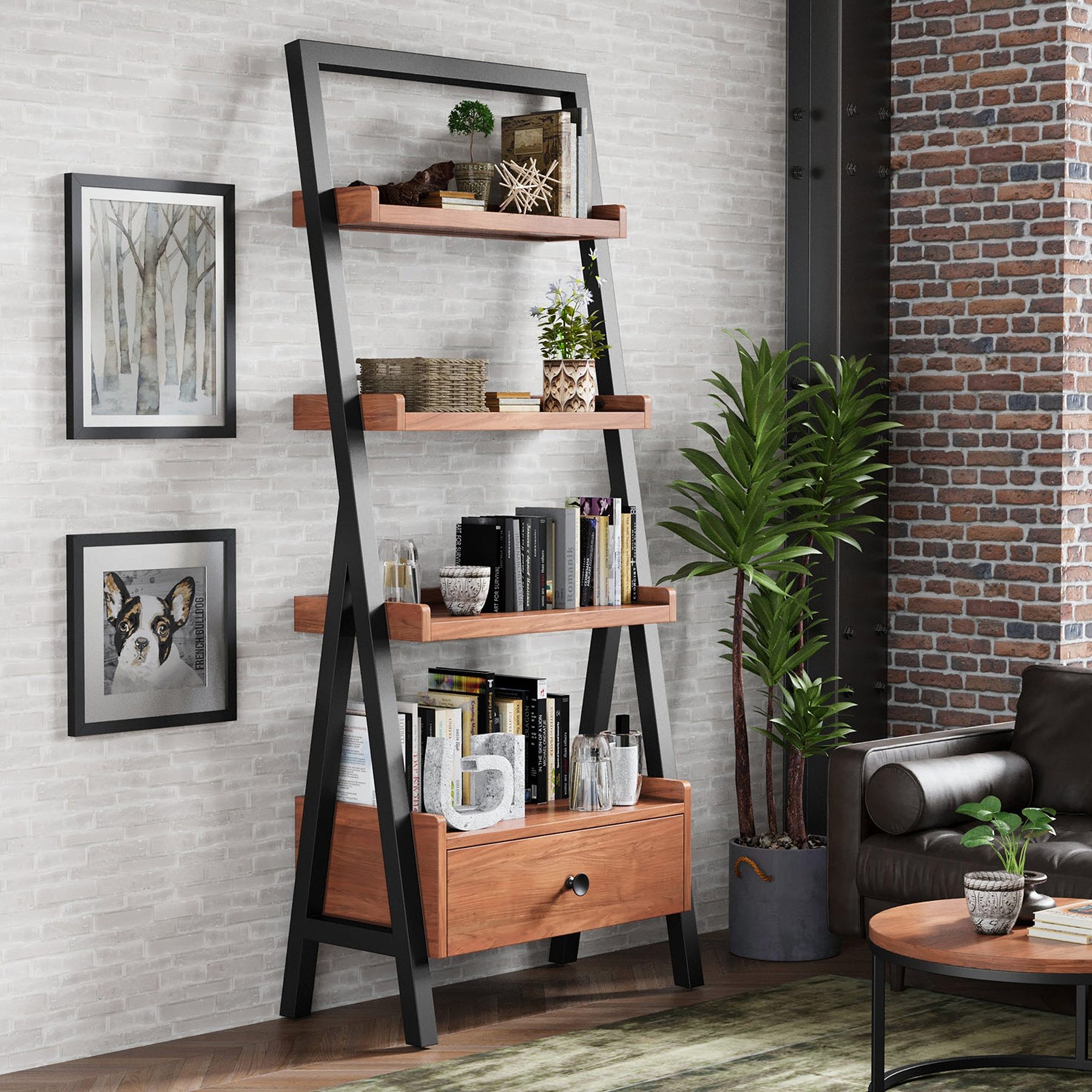 Dunstan Acacia Ladder Display Bookcase from Roseland Furniture