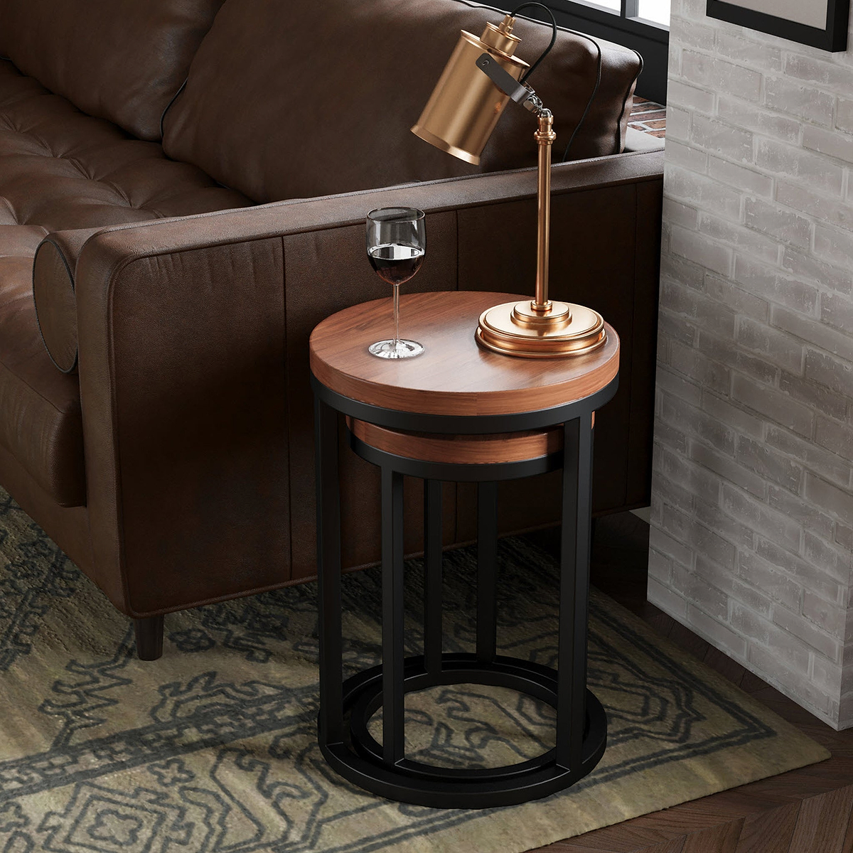 Dunstan Acacia Nest of 2 Round Tables from Roseland Furniture