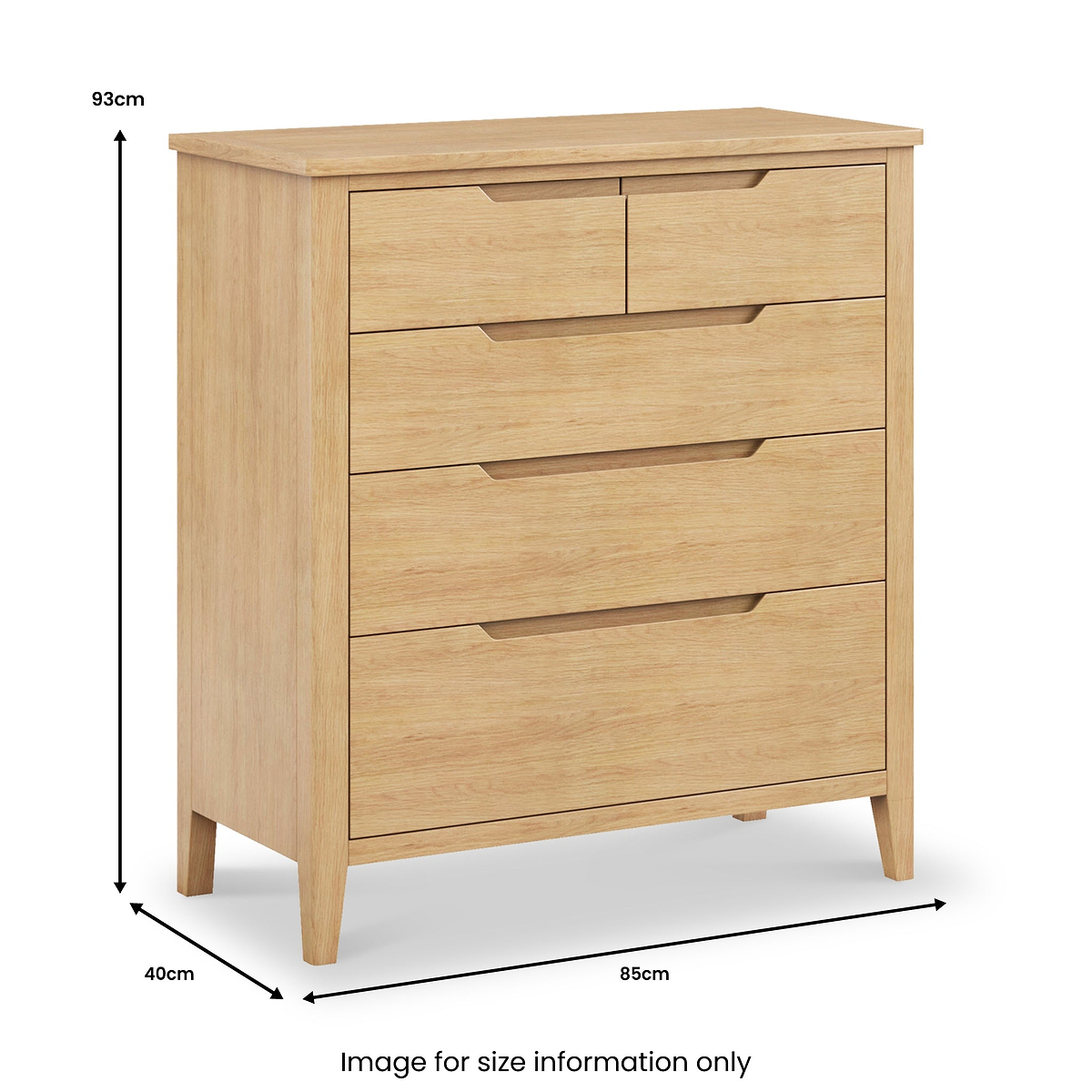 Camdale Oak 2 Over 3 Drawer Chest from Roseland Furniture