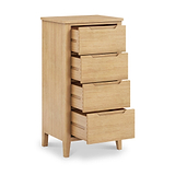 Camdale Oak 4 Drawer Tall Boy Chest from Roseland Furniture
