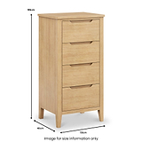 Camdale Oak 4 Drawer Tall Boy Chest from Roseland Furniture