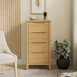 Camdale Oak 4 Drawer Tall Boy Chest from Roseland Furniture