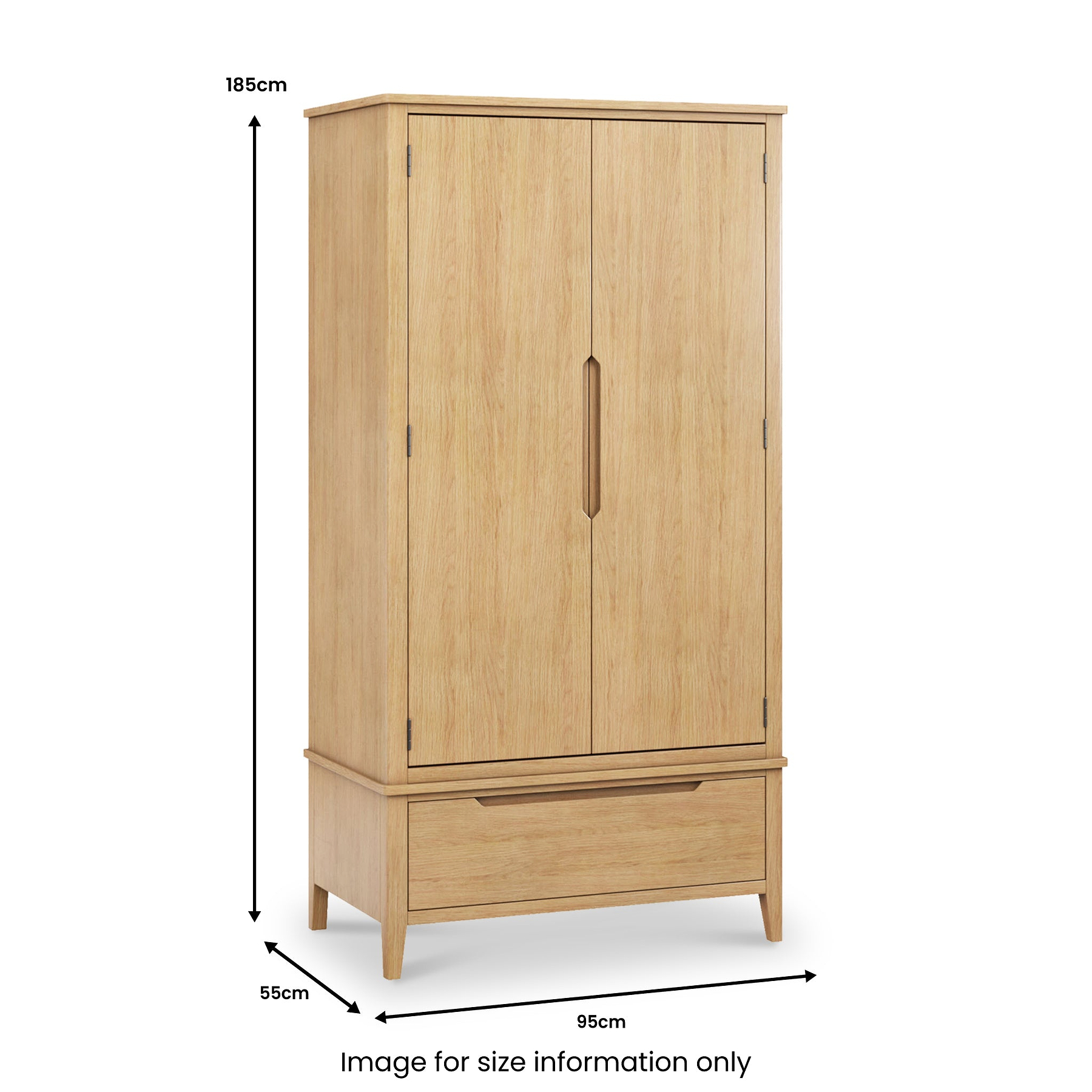 Camdale Oak Double Wardrobe w Drawer from Roseland Furniture