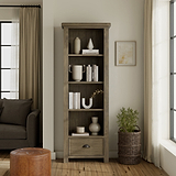 Taunton Smoked Oak Large Display Bookcase from Roseland Furniture