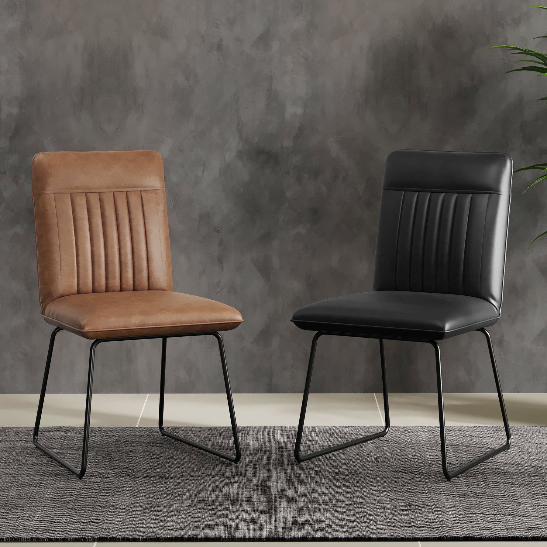 Mawby Faux Leather Dining Chair Black from Roseland Furniture