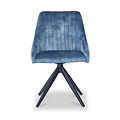 Lawson Velvet Dining Chair Blue Black Legs from Roseland Furniture