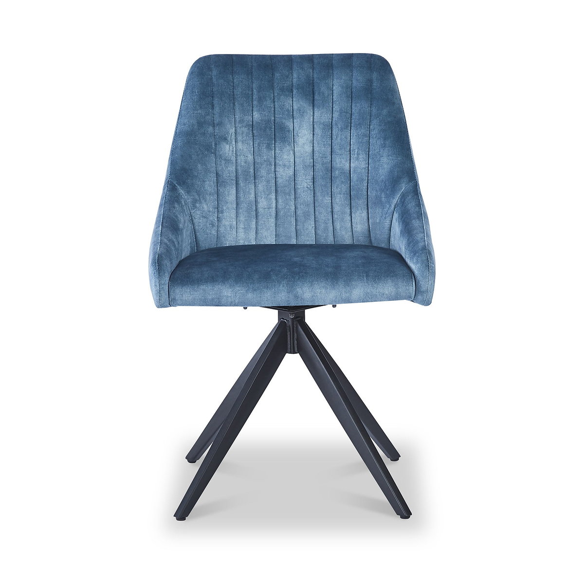 Lawson Velvet Dining Chair Blue Black Legs from Roseland Furniture