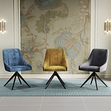 Lawson Velvet Dining Chair Blue Black Legs from Roseland Furniture