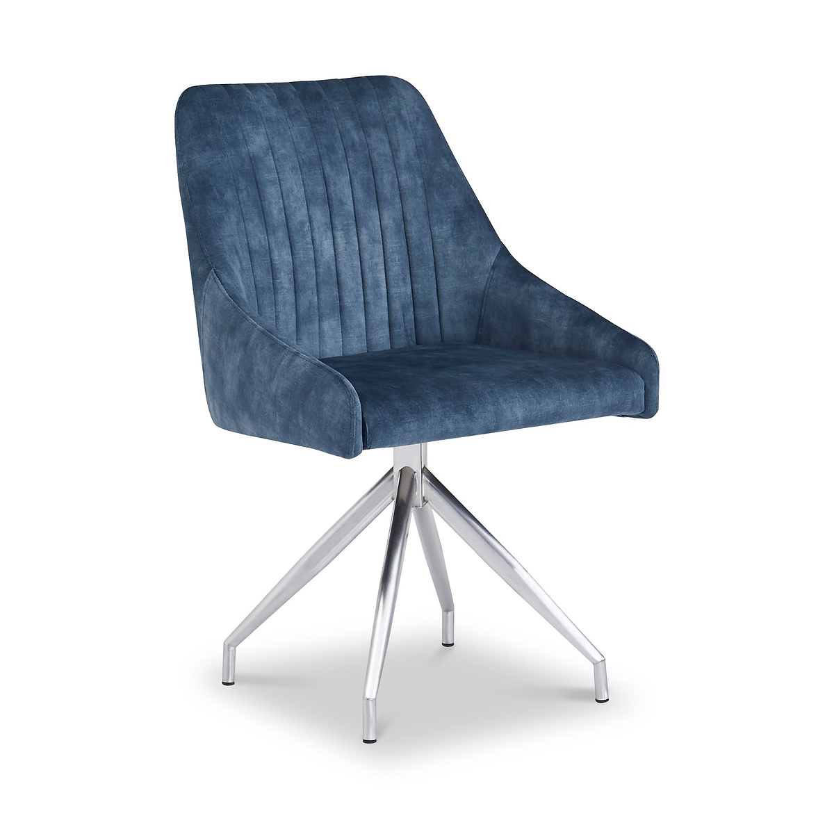 Lawson Velvet Dining Chair Blue Silver Legs from Roseland Furniture