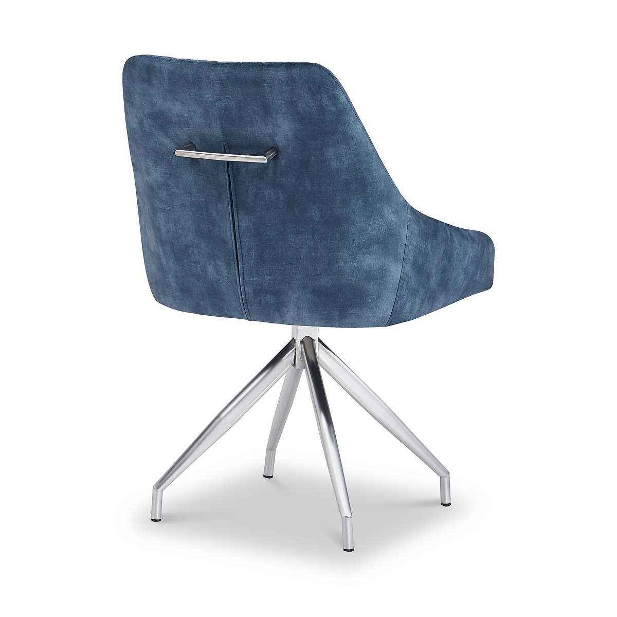 Lawson Velvet Dining Chair Blue Silver Legs from Roseland Furniture