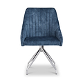 Lawson Velvet Dining Chair Blue Silver Legs from Roseland Furniture