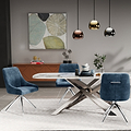 Lawson Velvet Dining Chair Blue Silver Legs from Roseland Furniture