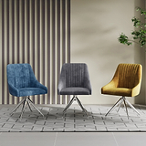 Lawson Velvet Dining Chair Blue Silver Legs from Roseland Furniture