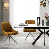 Lawson Velvet Dining Chair Mustard Silver Legs from Roseland Furniture