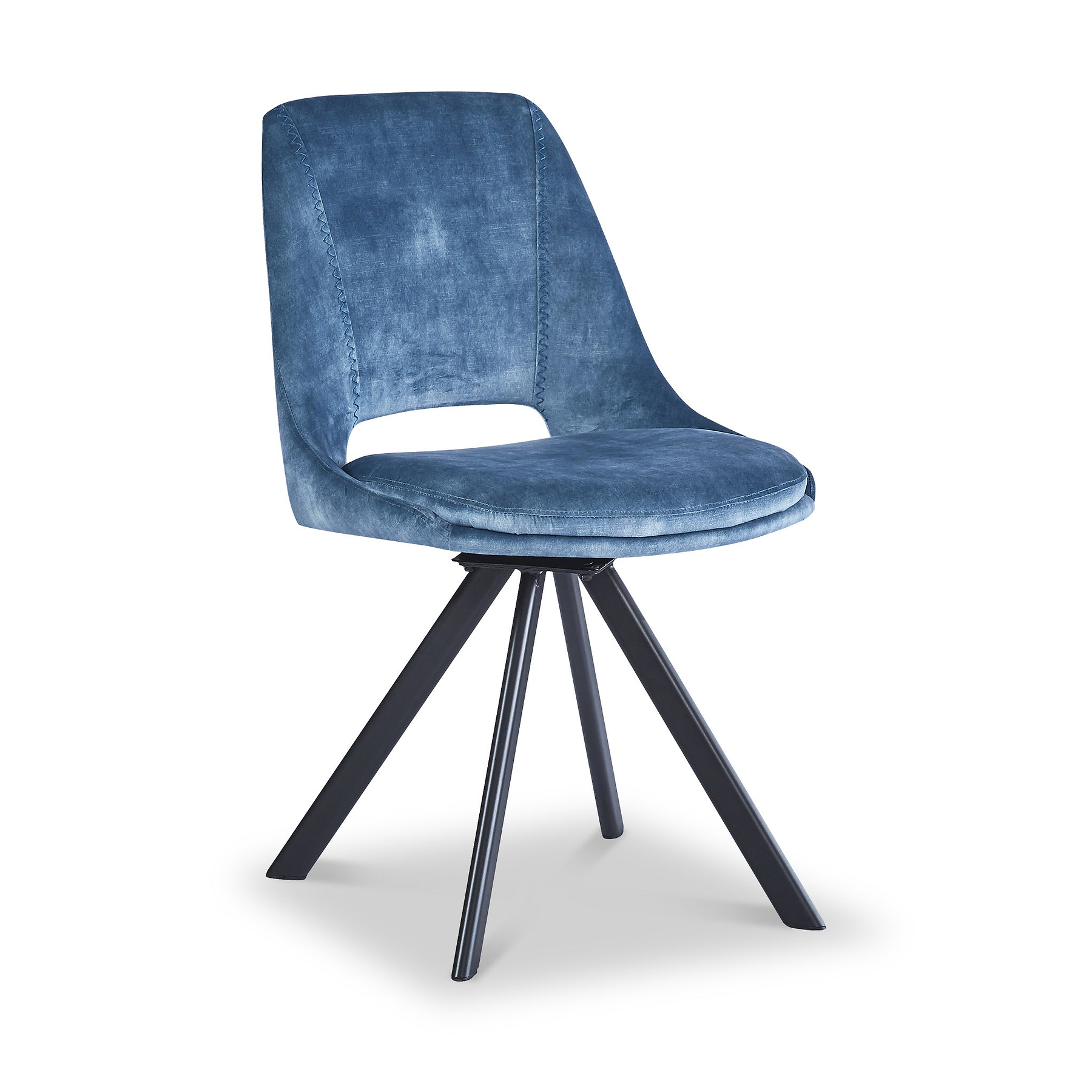 Malvern Velvet Swivel Dining Chair Blue from Roseland Furniture